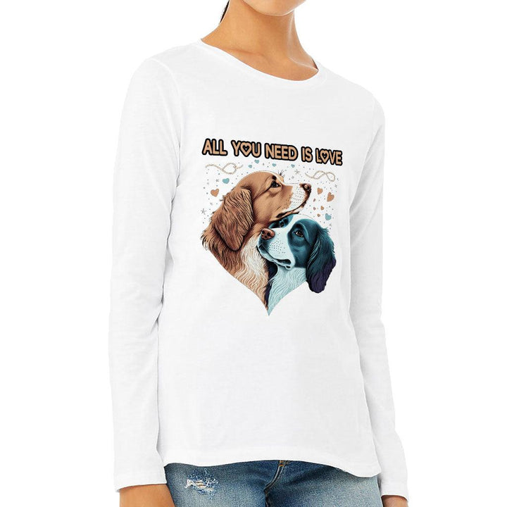 Dog Love Women's Long Sleeve T-Shirt - Cute Couple Long Sleeve Tee - Art T-Shirt - MRSLM