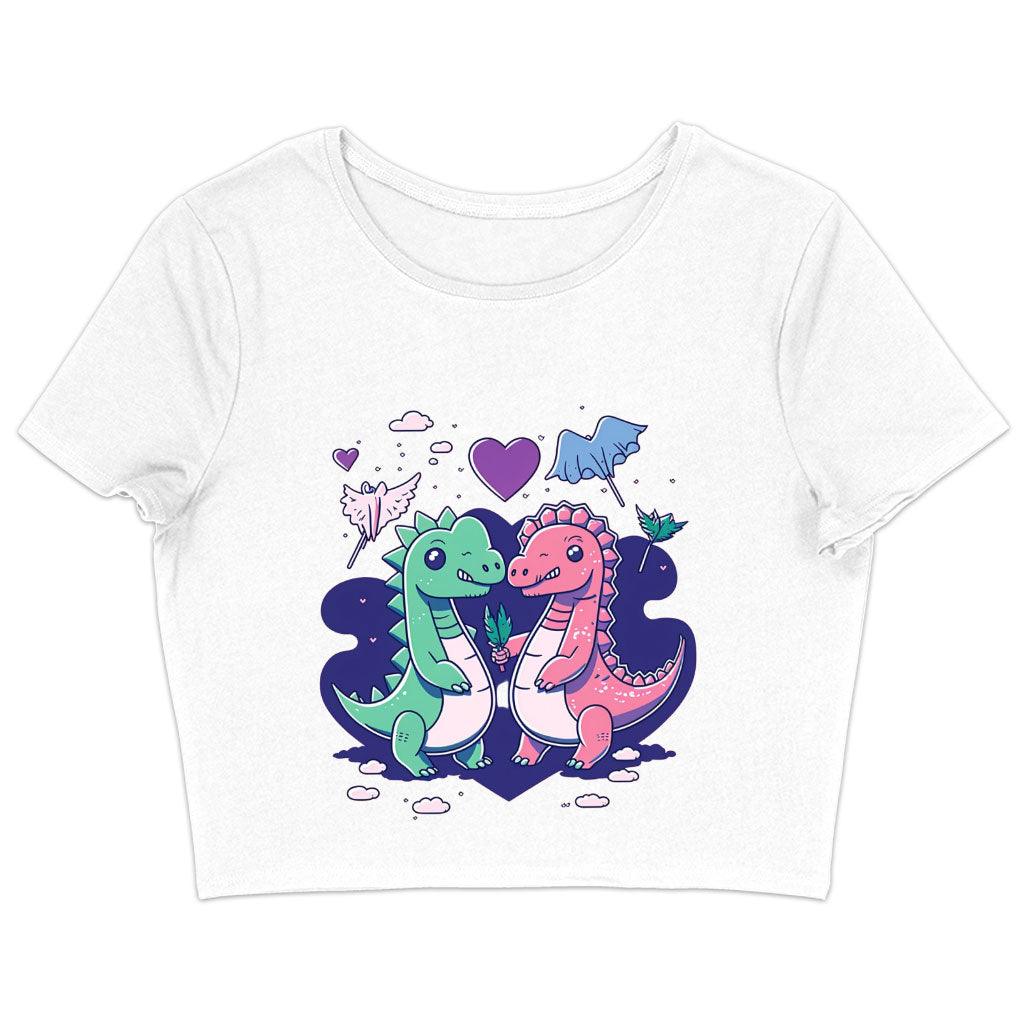 Dinosaur Graphic Women's Cropped T-Shirt - Cartoon Crop Top - Themed Cropped Tee - MRSLM