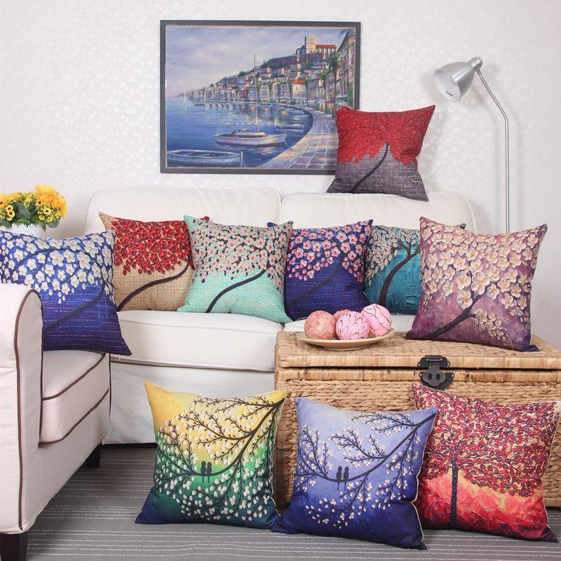 3D Vintage Flower Cotton Linen Pillow Case Waist Cushion Cover Bags Home Car Decor - MRSLM