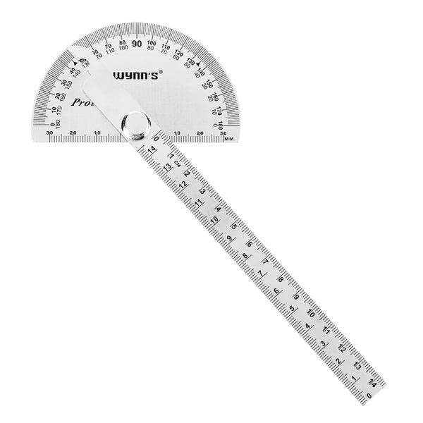 Wynns W0262A 90X150MM 180 Degree Stainless Steel Protractor Round Angle Ruler Tool - MRSLM