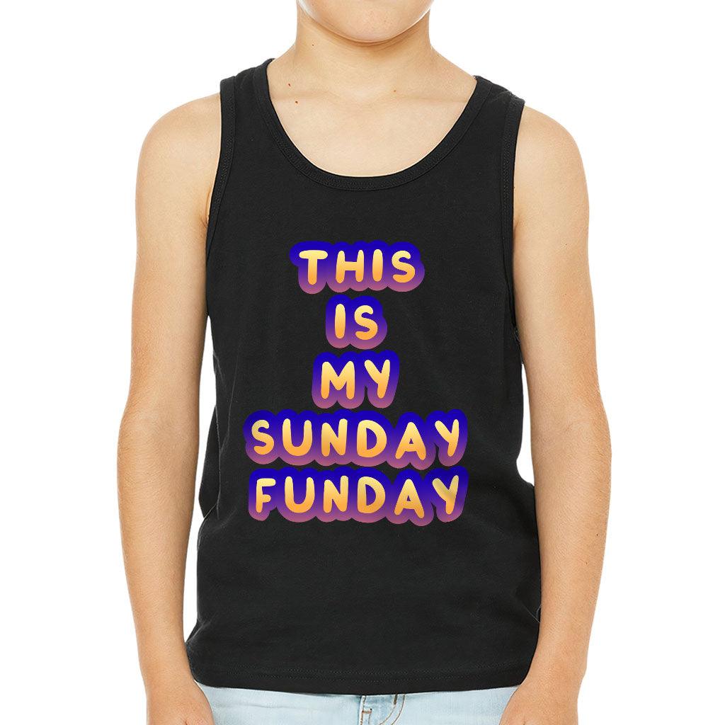 Sunday Funday Kids' Jersey Tank - Cute Design Sleeveless T-Shirt - Graphic Kids' Tank Top - MRSLM