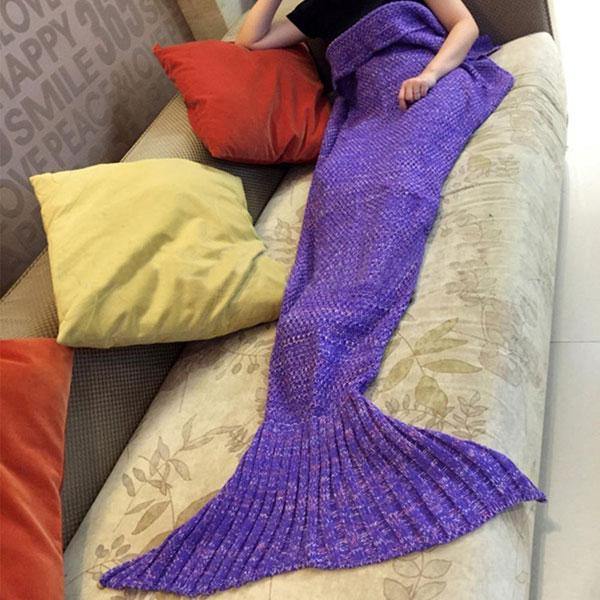 Honana WX-37 180x90cm Knitting Mermaid Tail Blanket Home Office Acrylic Fibers Warm Soft Sleep Bag - MRSLM