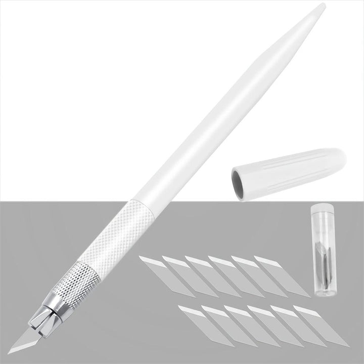 1pcs Utility Knife with 12pcs Blades Paper Cutter Craft Pen Engraving Knife DIY Repair Hand Tools Carving Gift Stationery Art Supplies - MRSLM