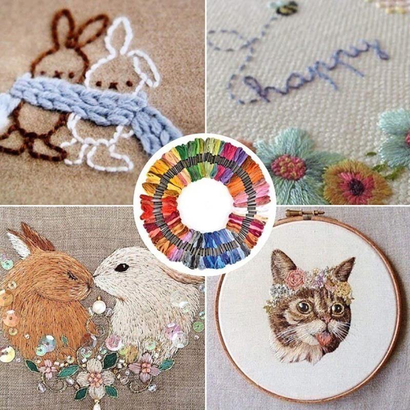 24/36/50/100/200PCS Cross Stitch Embroidery Thread 8m DIY Cotton Thread - MRSLM