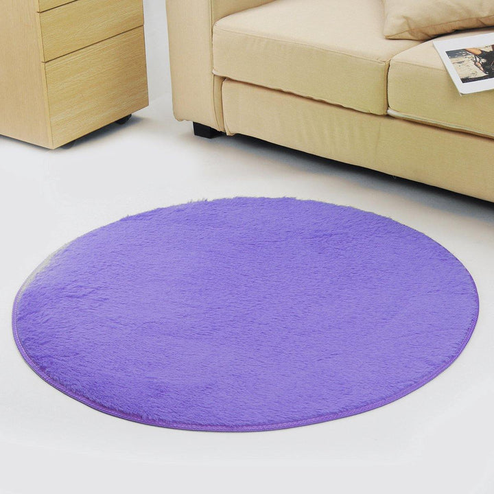 Round Anti Skid Fluffy Shaggy Area Rug Dining Room Home Table Carpet Floor Mat - MRSLM