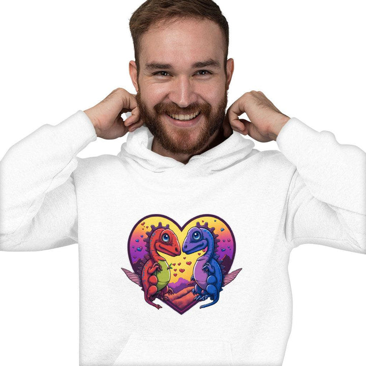 Dinosaurs in Love Hooded Sweatshirt - Art Hoodie - Unique Hoodie - MRSLM