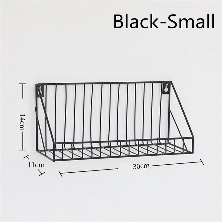 Iron Wall Shelf Mounted Storage Rack Organization Bedroom Kitchen Home Kid Room DIY Decoration Holder - MRSLM