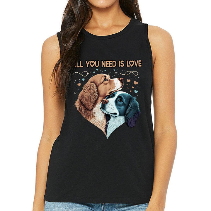 Dog Love Women's Muscle Tank - Cute Couple Tank Top - Art Workout Tank - MRSLM