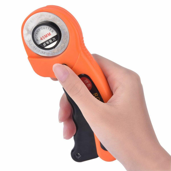 45mm Round Rotary Cutter Sewing Quilting Roller Fabric Cutting Tool + 10x Bllades - MRSLM