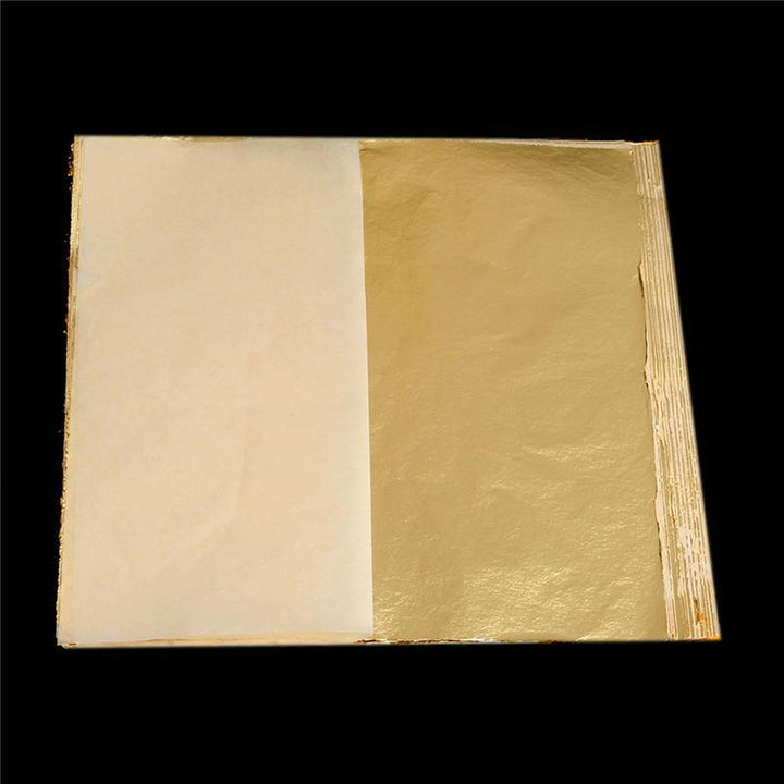 100Pcs Imitation Gold Foil Sheets Copper Leaf Sheets Transfer Leaf Sheets Gold Leaf Booklet 16cm×16c - MRSLM