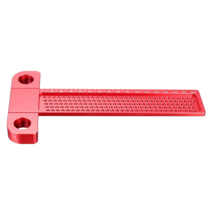 Drillpro Aluminium Alloy T-160 Hole Positioning Metric Measuring Ruler Woodworking Precision Marking Scriber - MRSLM