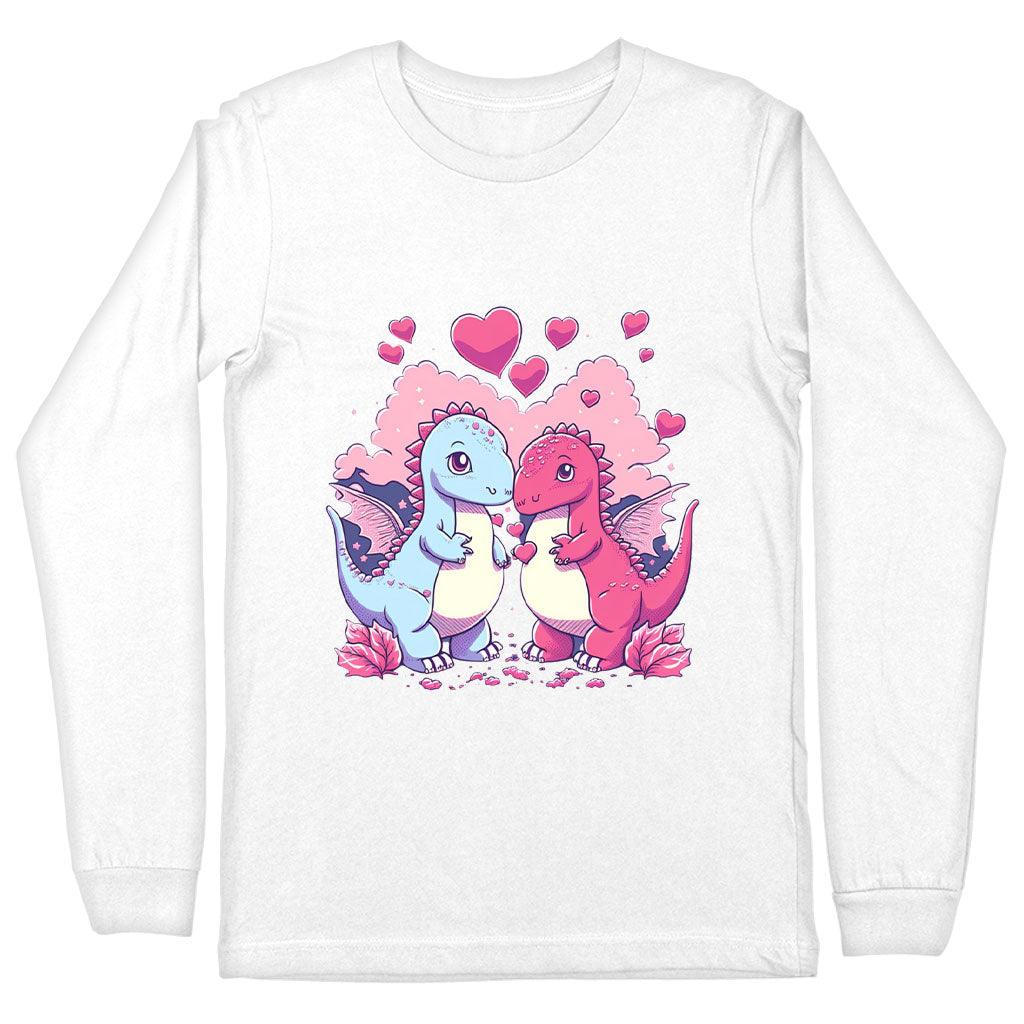 Dinosaur Long Sleeve T-Shirt - Love T-Shirt - Printed Long Sleeve Tee - MRSLM