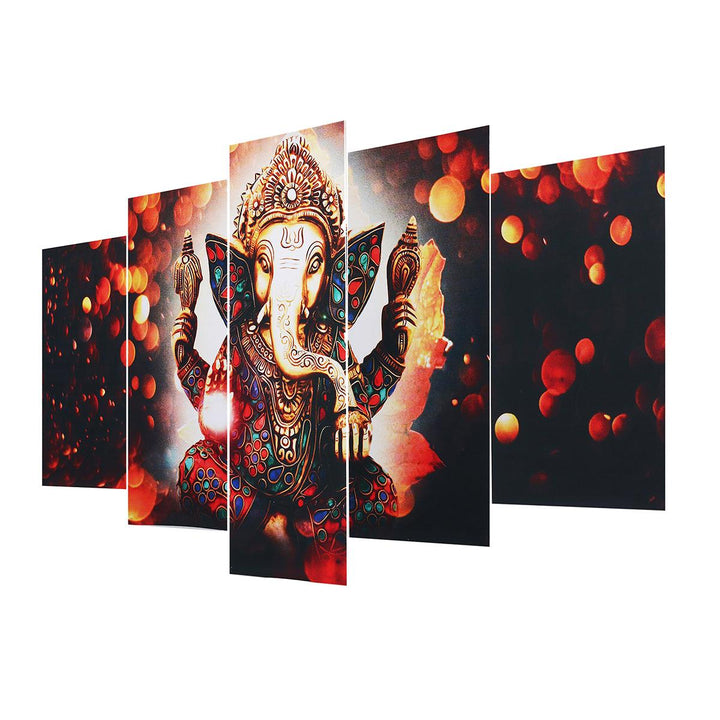 5Pcs Ganesha Elephant Canvas Print Paintings Wall Decorative Print Art Pictures Wall Hanging Decorations for Home Office - MRSLM