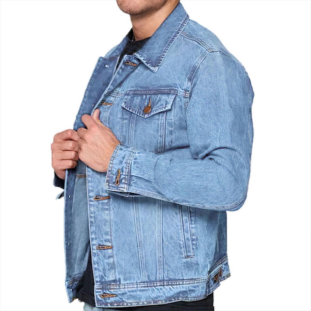 Savage Light Washed Men's Denim Jacket - Funny Denim Jacket - Graphic Jacket for Men - MRSLM