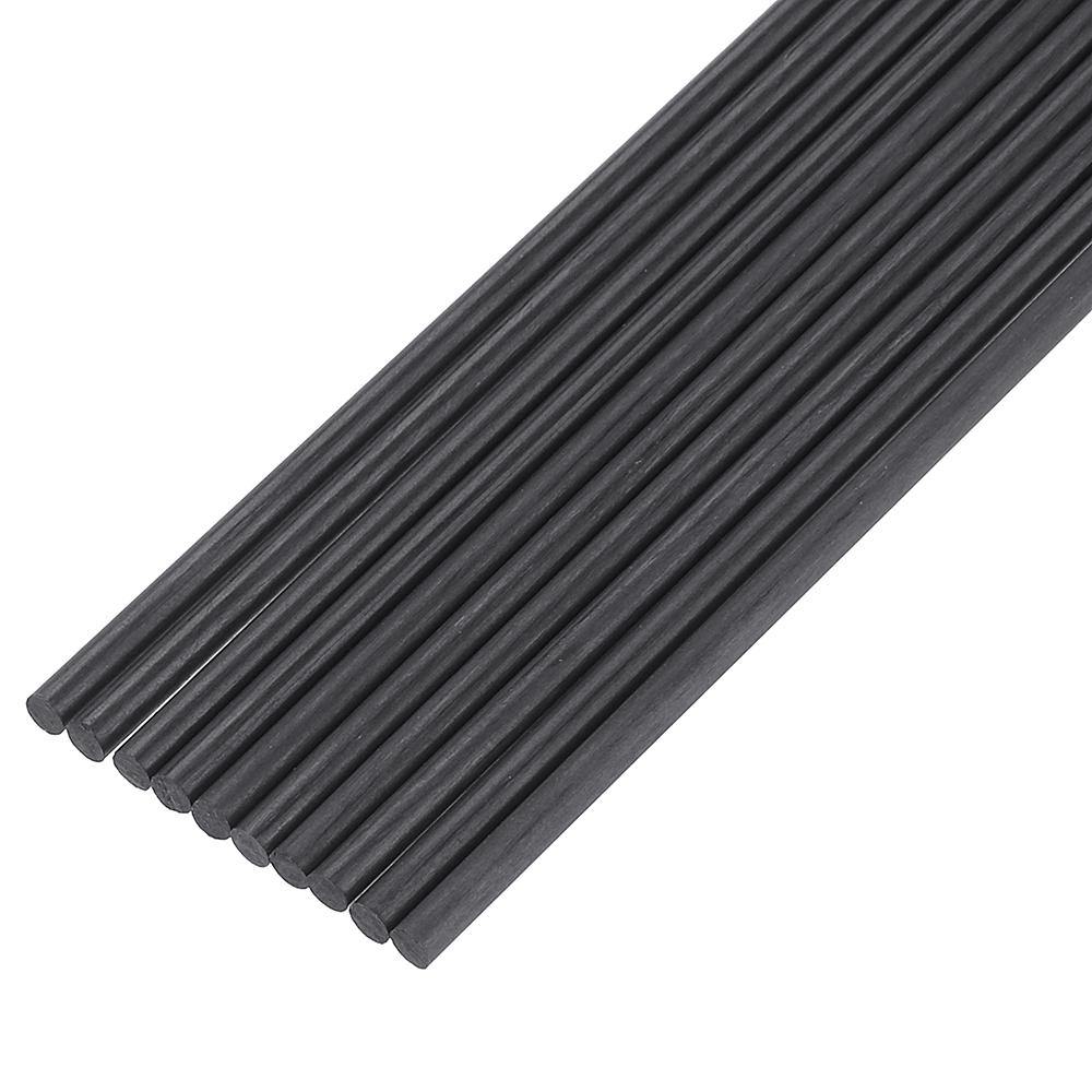 10Pcs/Set 200mm Round Carbon Fiber Rods Roll Bars Wrapped Matt Surface for RC Airplane DIY Tool - MRSLM