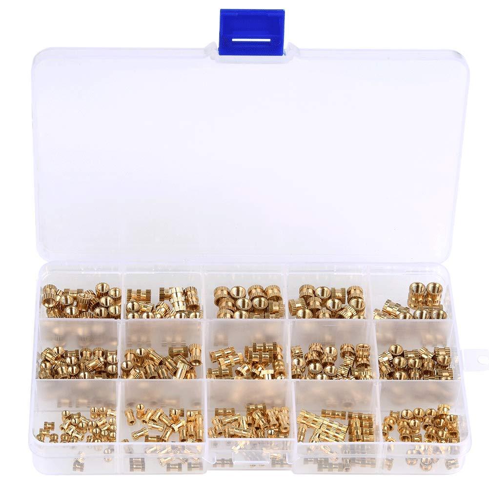 Suleve MXBN2 330Pcs M2 M3 M4 M5 Metric Female Thread Brass Knurled Nut Threaded Insert Embedment Nuts Assortment Kit - MRSLM