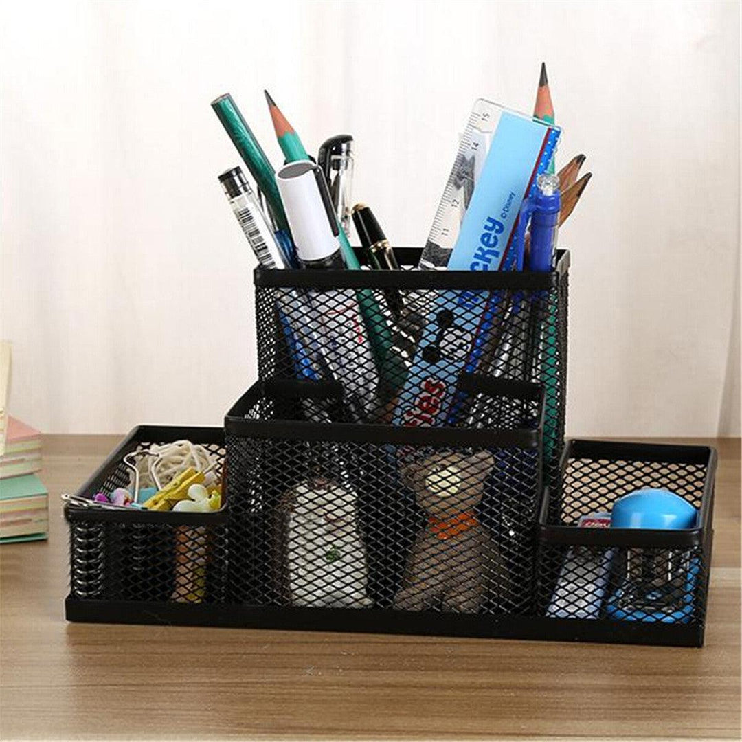 Black Mesh Style Pen Pencil Ruler Holder Desk Office Storage Box Stationery Container Box Office School Supplies - MRSLM