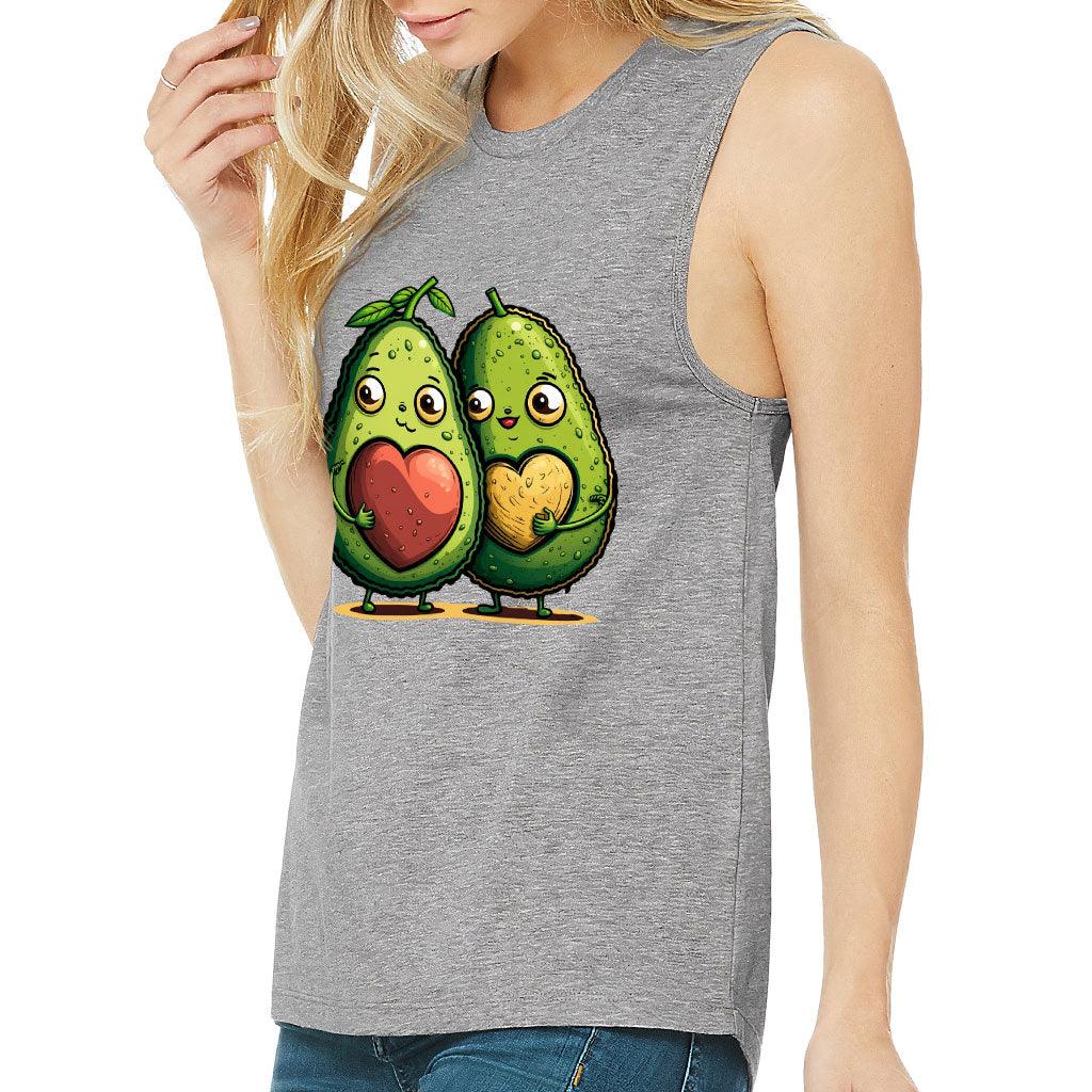 Avocado Women's Muscle Tank - Love Couple Tank Top - Graphic Workout Tank - MRSLM