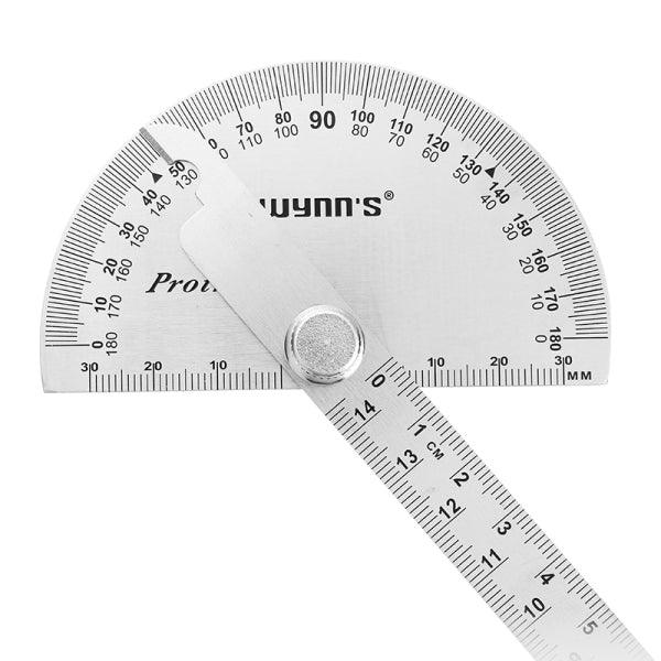 Wynns W0262A 90X150MM 180 Degree Stainless Steel Protractor Round Angle Ruler Tool - MRSLM