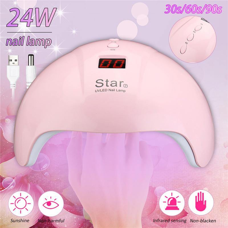 24W 12LEDs UV Nail Lamp Smart Sensing Gel Nails Polish Dryer Manicure - MRSLM