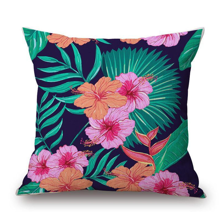 Decorative Throw Pillow Case Fashion Cotton Linen Tropical Plant Flowers Grass Cushion Cover Sofa Home Decor - MRSLM