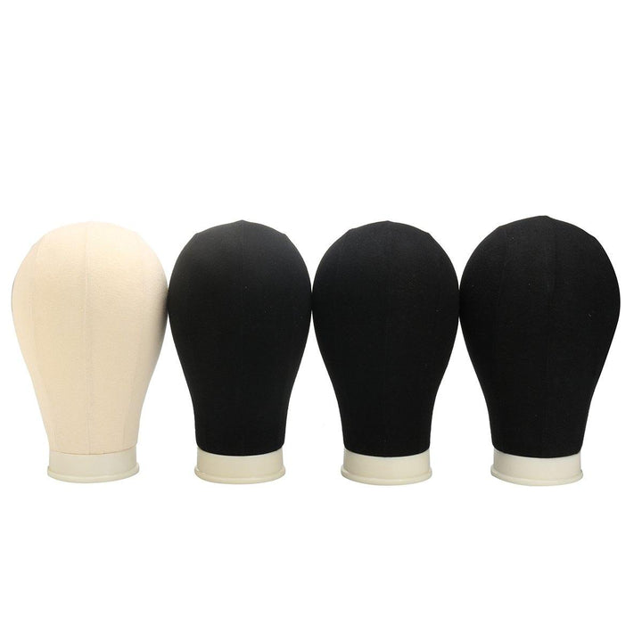 20-25'' Canvas Block Head Set with Mount Hole Plate Mannequin Model Cap Wigs Jewelry Display Stand - MRSLM