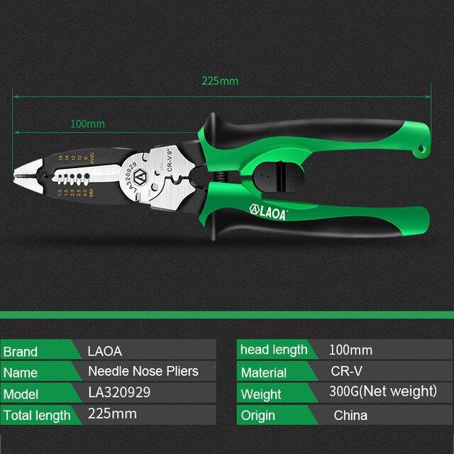 LAOA 9 Inch Multifunction Wire Stripper Cable Cutter Cr-V Steel Electrician Crimping Cutting Wood Screw Hand Tools - MRSLM