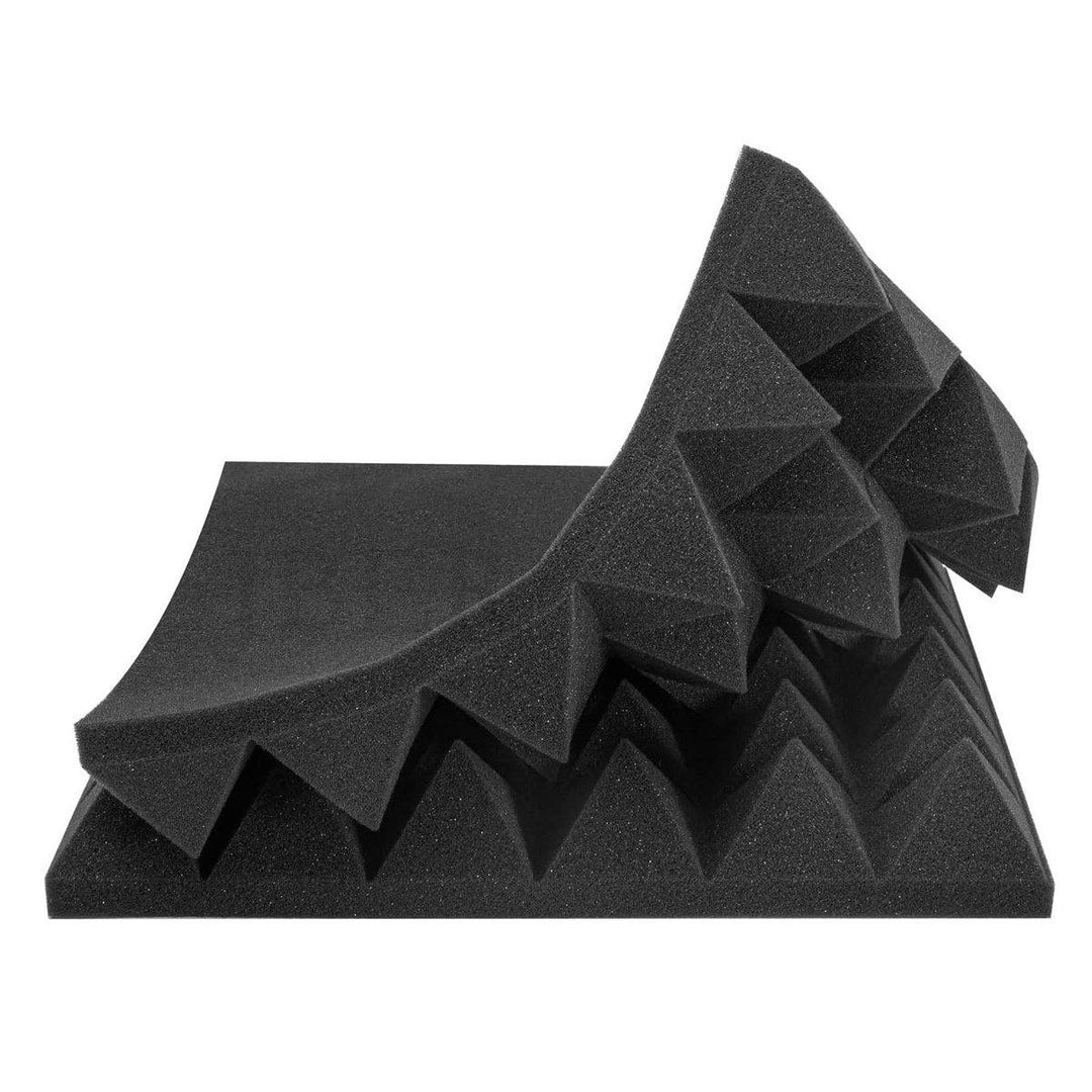 6Pcs Acoustic Foams Studio Soundproofing Wedges Tiles Black + Blue 12x12x2inch - MRSLM