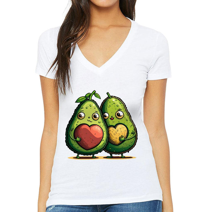 Avocado Women's V-Neck T-Shirt - Love Couple V-Neck Tee - Graphic T-Shirt - MRSLM