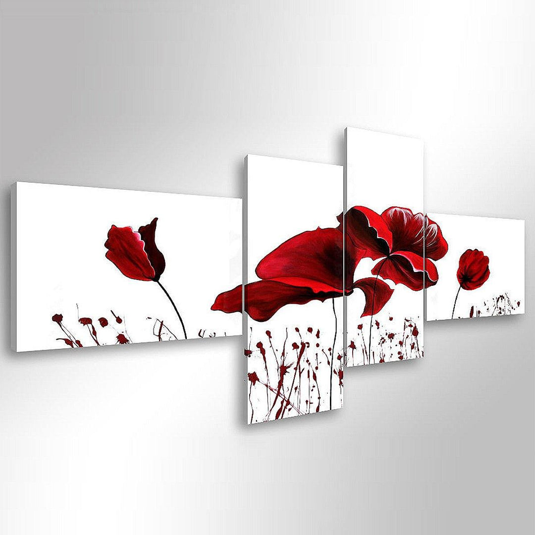 4PCS Geometric Flower Canvas Art Print Paint Wall Picture Poster Mural DIY Decorations - MRSLM