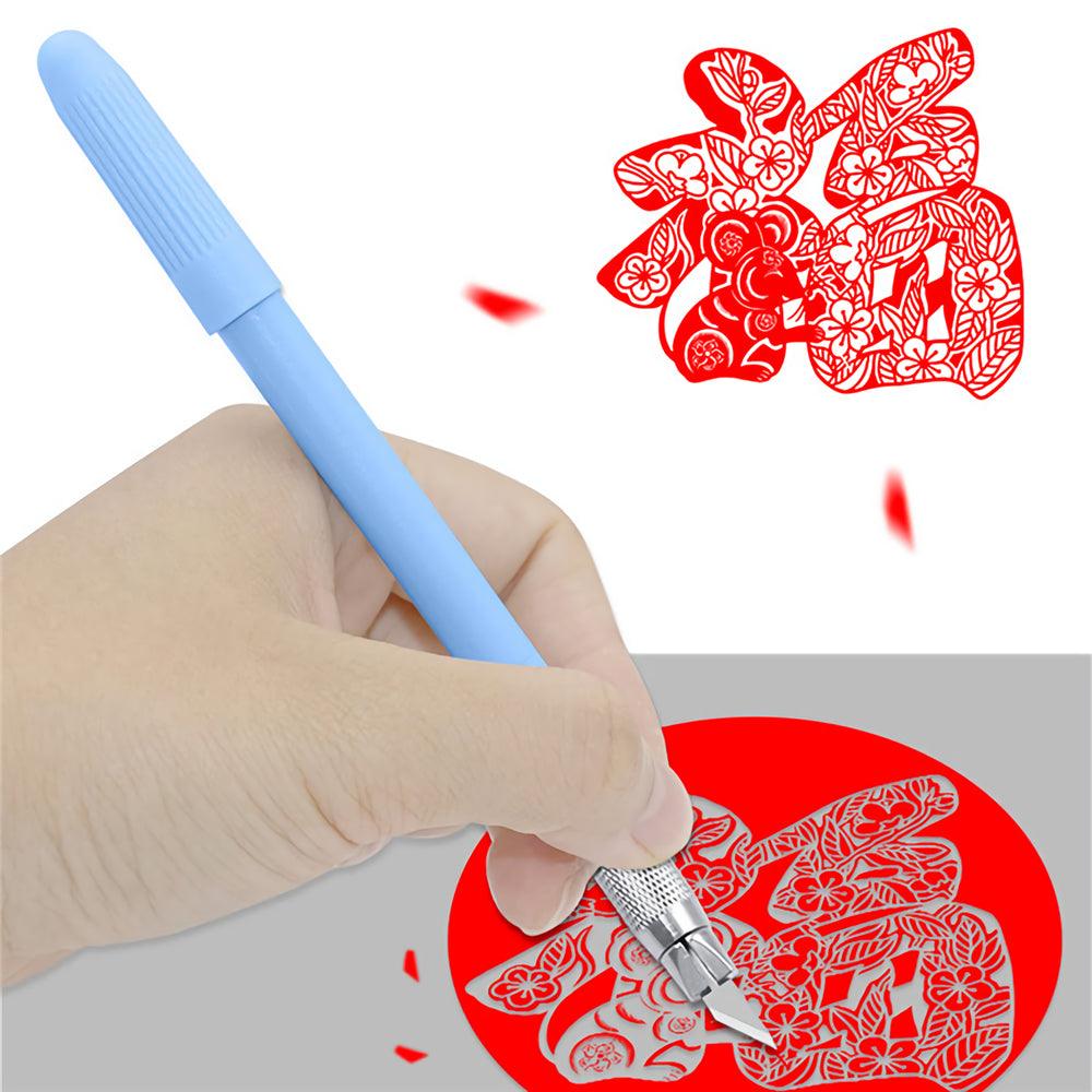 1pcs Utility Knife with 12pcs Blades Paper Cutter Craft Pen Engraving Knife DIY Repair Hand Tools Carving Gift Stationery Art Supplies - MRSLM